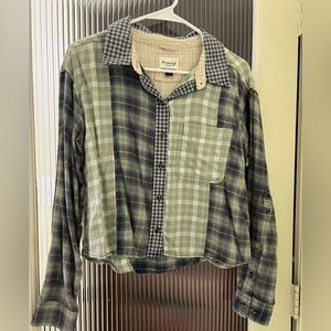 Cropped long sleeve button down shirt